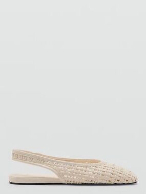 Mango Woven Slip-On Mules in Light Beige